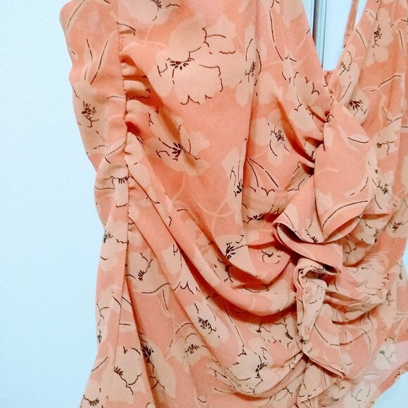 REVOLVE -ASTR -THE LABEL Ruffled Shirred Clay Floral Cami Top Size L - Picture 8 of 16
